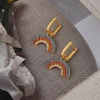 New fashionable micro-inlaid rainbow-shaped zircon brass 18K real gold electroplated earring buckles in the European and American ins style Specification image